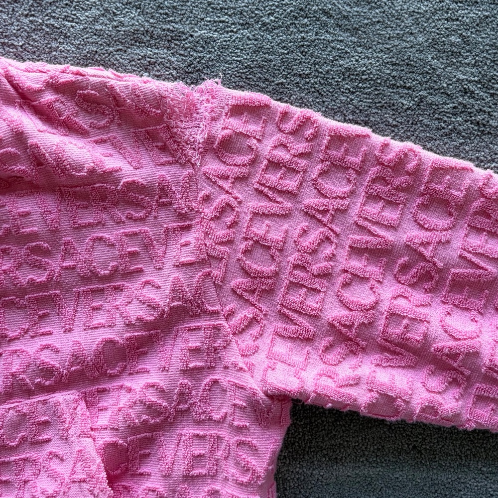 Woman's Cropped Versace Pink Zip Up Jacket - Picture 6 of 8